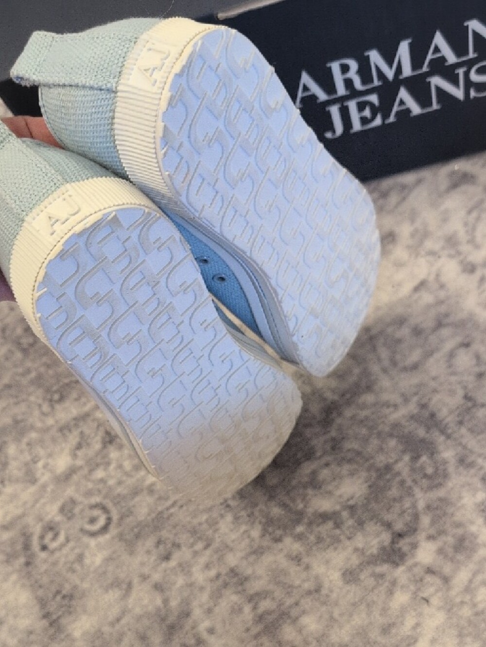Armani Jeans Light Blue Canvas Slip-On Sneakers - Picture 7 of 11
